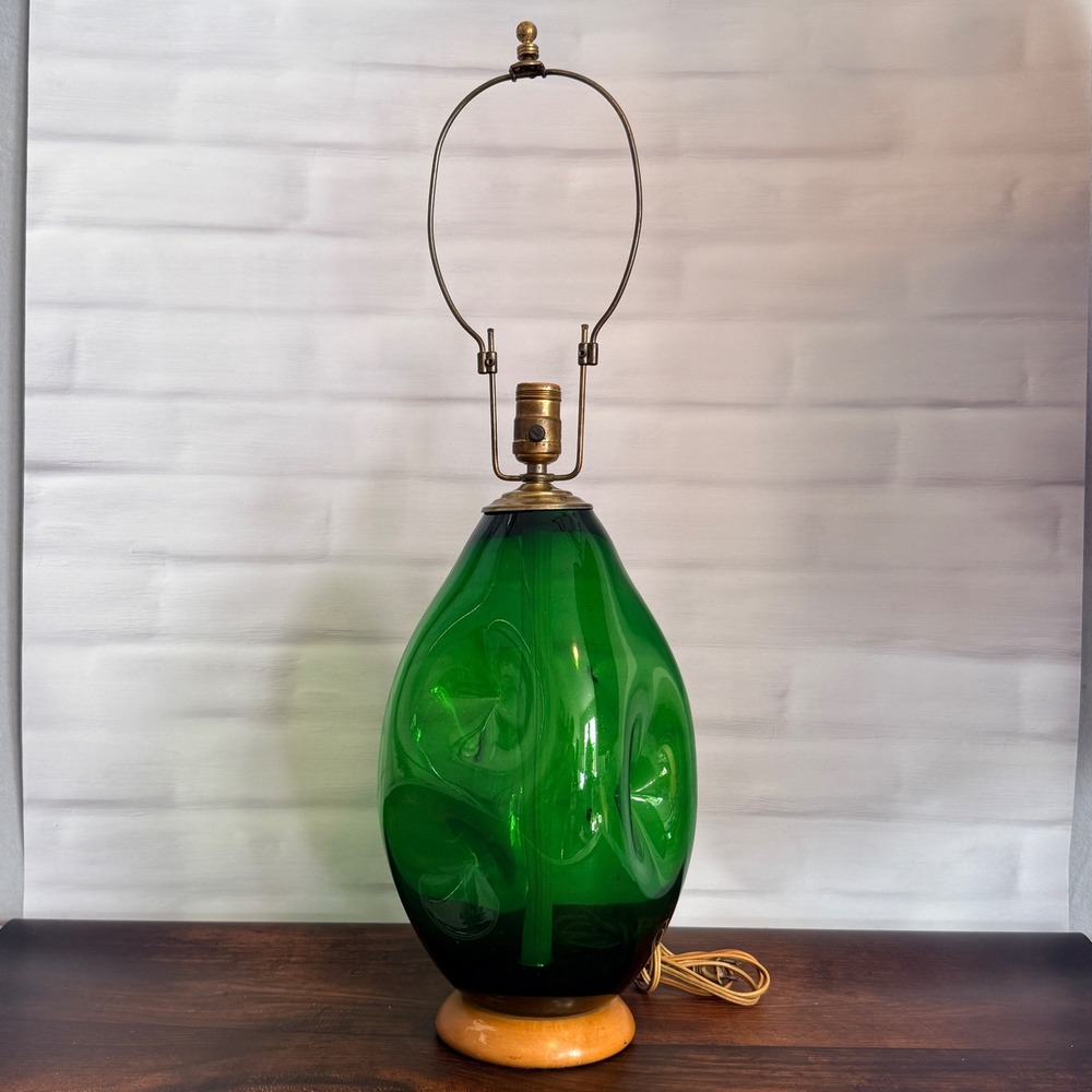 Blenko LP-13 Lime Green Glass Table Lamp Wayne Husted MCM